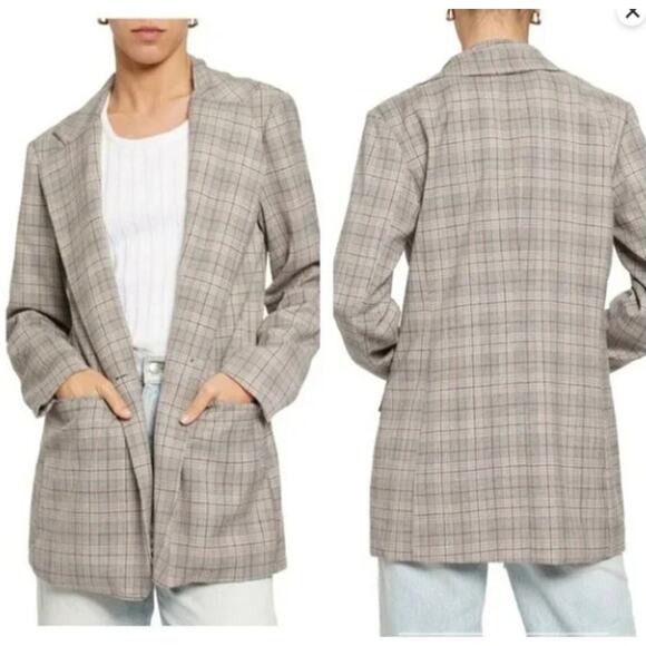 Know One Cares Plaid Blazer Small Oversized Academia Fall Preppy Capsule Career - Picture 1 of 9